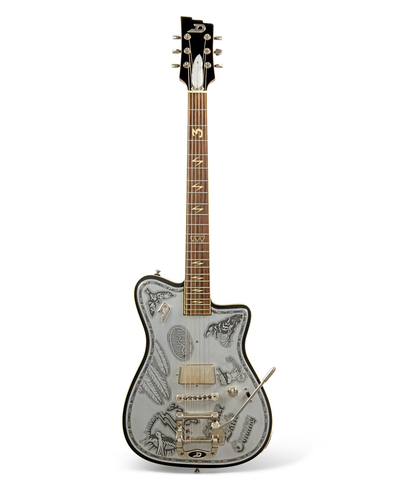 佳士得 2025 年拍出的 Duesenberg Johnny Depp 签名款电吉他（为 Jeff Beck 定制）正面全貌
