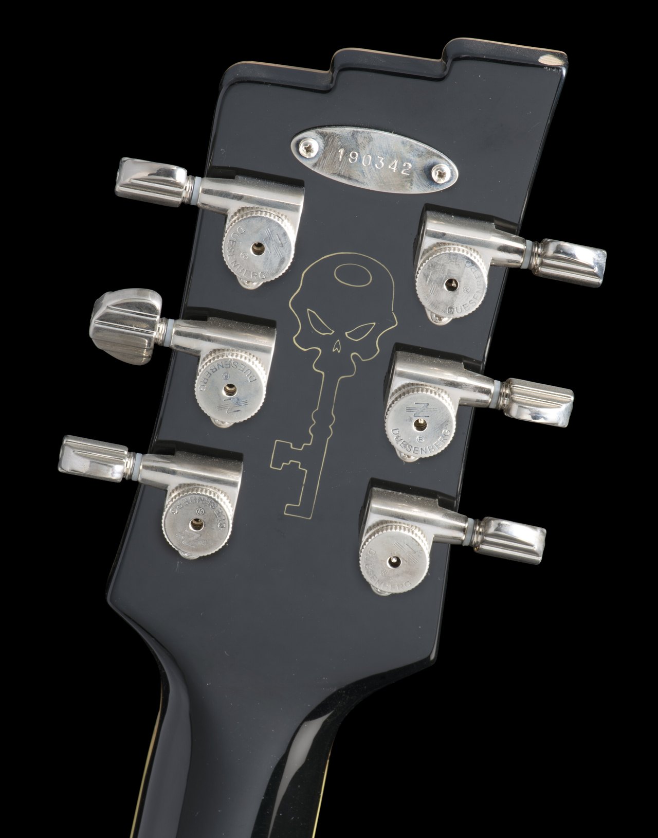 Duesenberg Johnny Depp 签名款琴头背面编号 190342 与骷髅图案