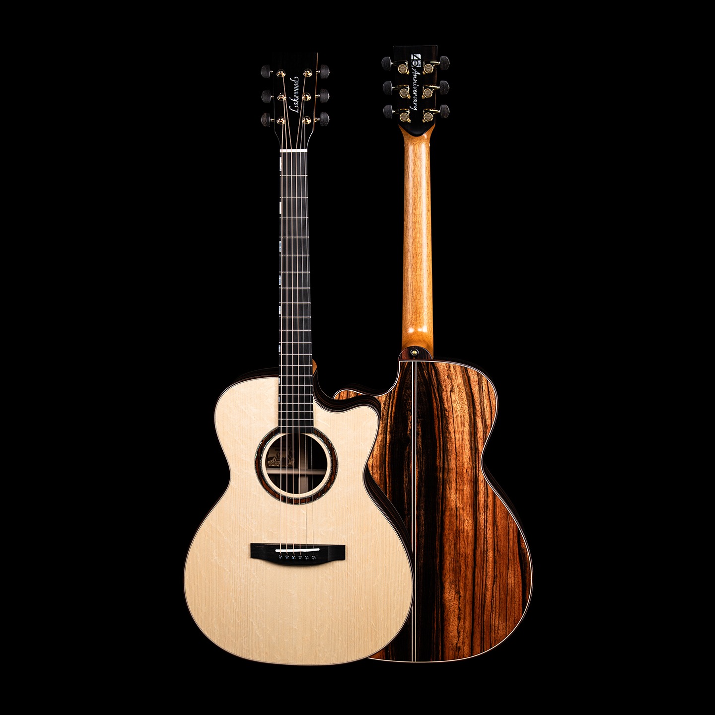Lakewood 40 周年 M-48C 系列细节(望加锡黑檀 + 熊爪纹欧洲云杉)